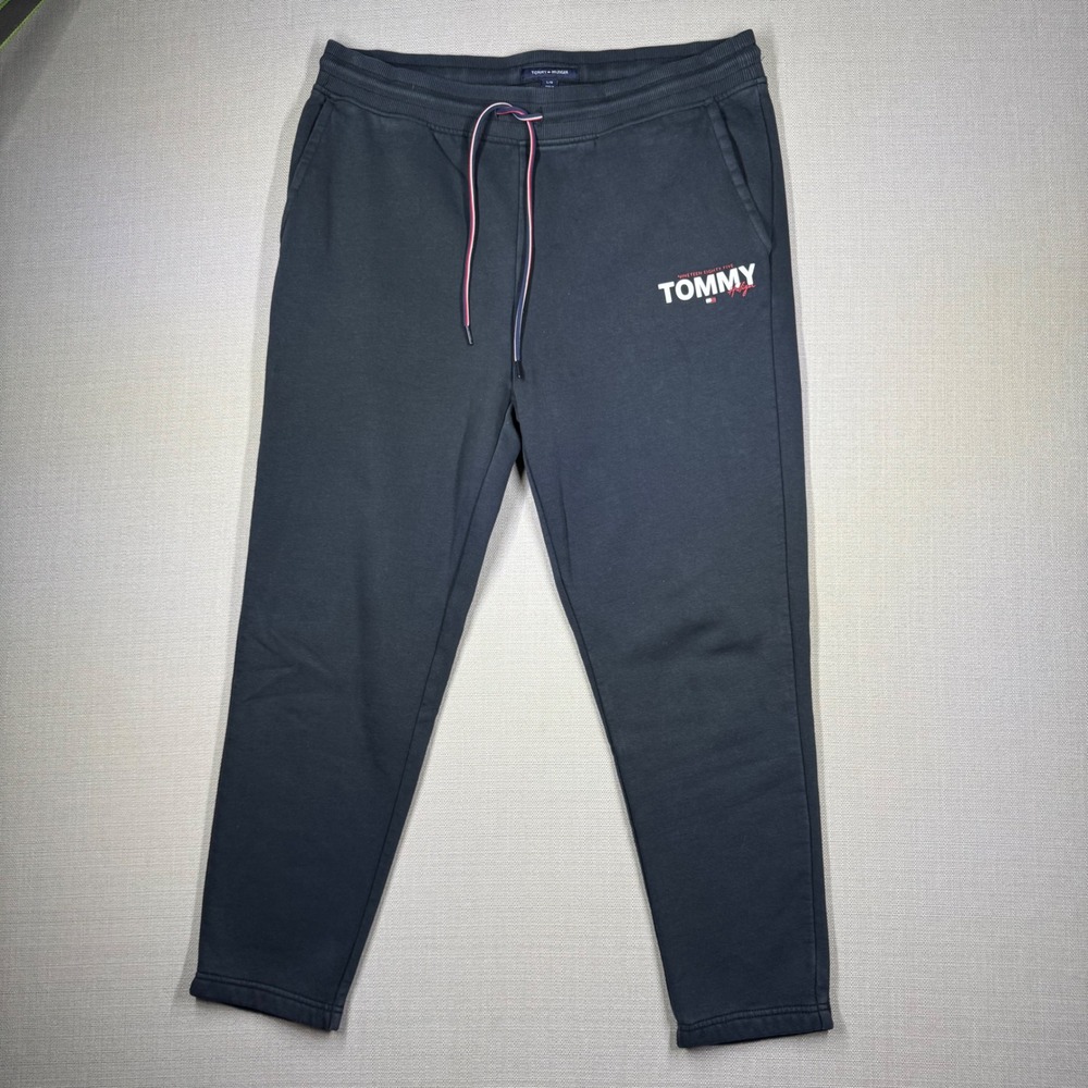 Tommy Hilfiger Mens Graphic Logo Jogger Sweatpants Black Size Large